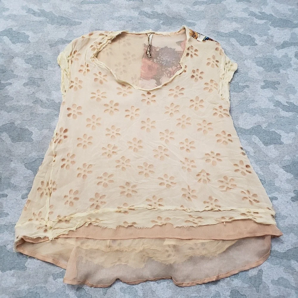 Aratta Silent Journey Top Womens Small Tan Sil Sleeveless